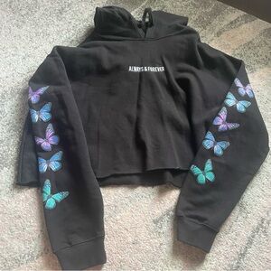 Zumiez Black Hoodie with Purple and Blue Butterflies